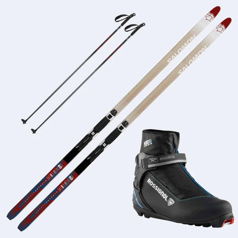 2026 Salomon Escape Outpath 60 Posi Skis with Rossignol XC 5 Boots and Poles
