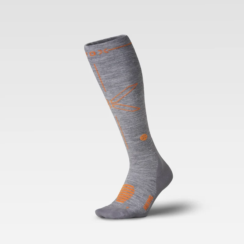 Merino Hiking Socks Women | Mid Grey / Orange