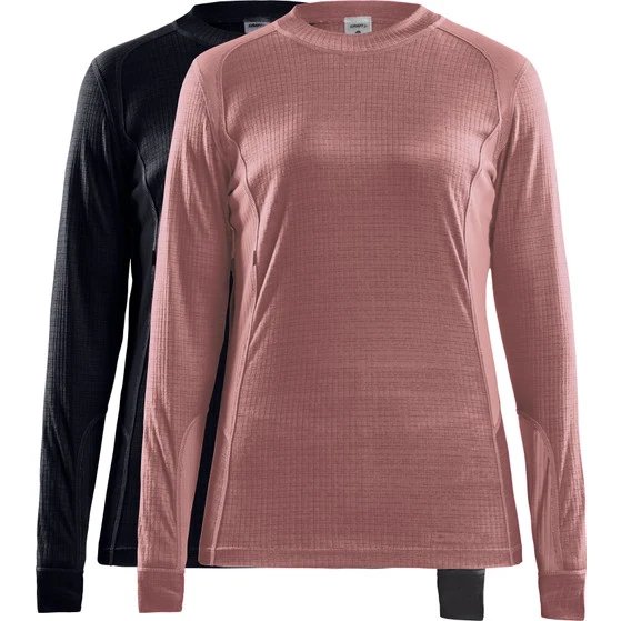 Craft Core Dry 2-pack thermo shirt/shirt Dames Black-Rosebrown