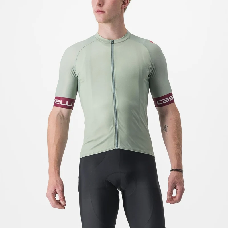 CASTELLI ENTRATA VI 單車衫 短袖騎行衣 軍綠色/紅酒色-銀色