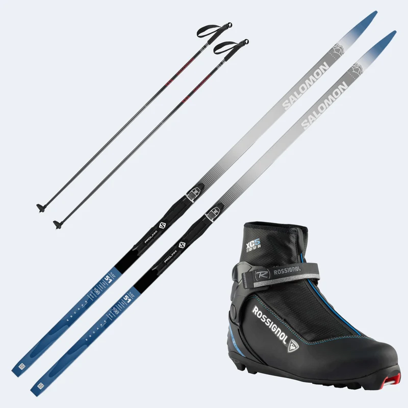 2025 Salomon Escape 51 Plus Skis with Rossignol XC 5 Boots and Poles