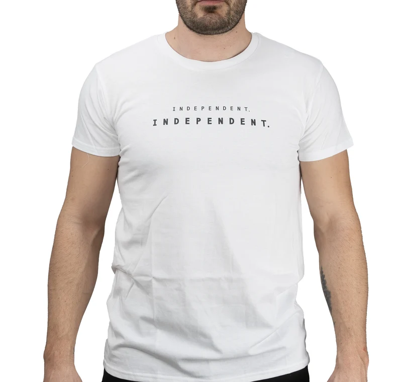 White T-shirt with "INDEPENDENT" printed on it