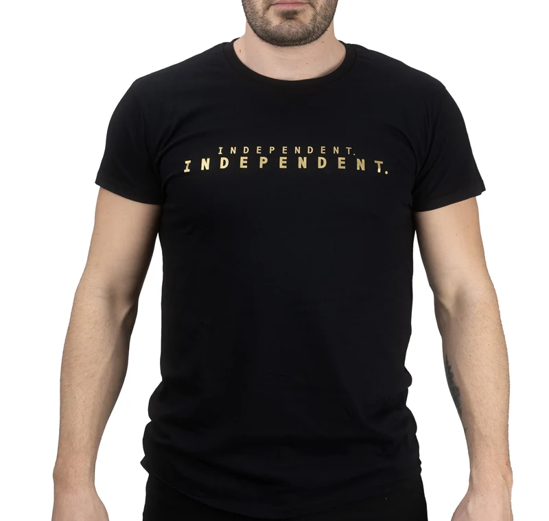 Schwarzes T-Shirt mit der Aufschrift „INDEPENDENT“