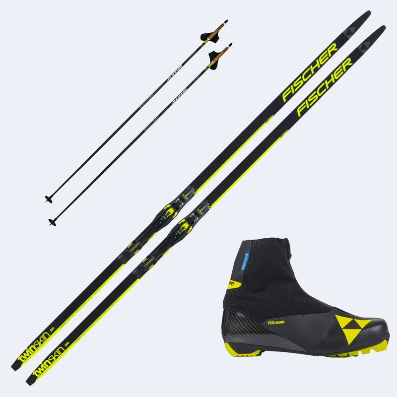 2027 Fischer Twin Pro Medium Skis with Fischer RCS Classic Boots and Poles