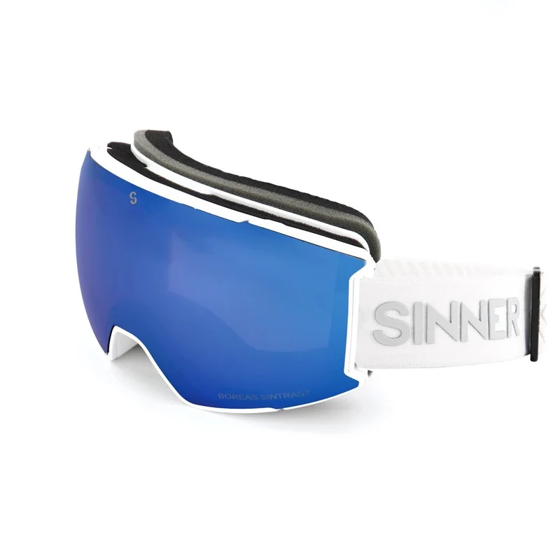 Sinner BOREAS Skibril + Extra Oranje S1 Lens - Mat Wit/Blauw