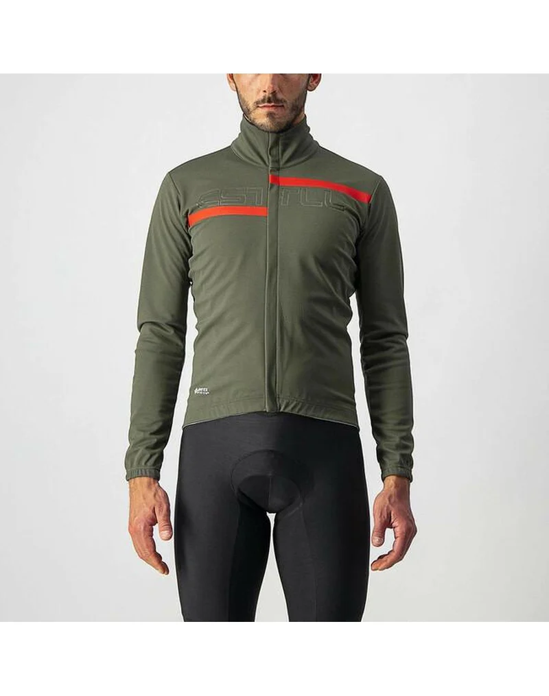 CASTELLI TRANSITION 2 JACKET MILITARY GREEN RED REFLEX