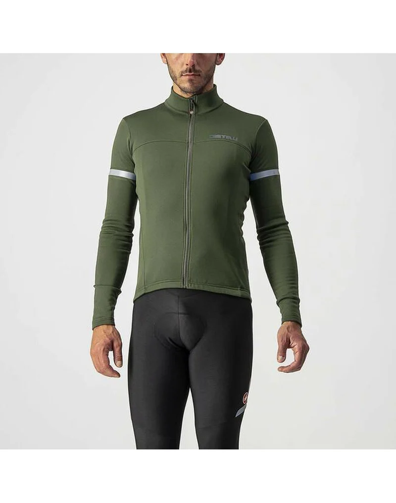 CASTELLI FONDO 2 LS JERSEY FZ MILITARY GREEN SILVER REFLEX 單車衫
