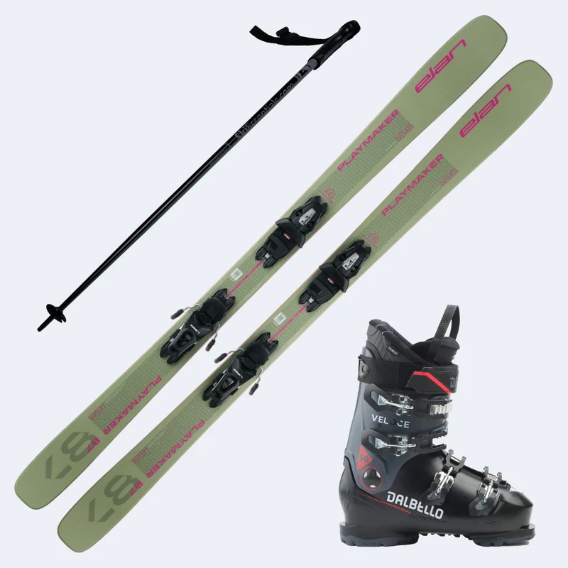 2025 Elan Playmaker 87 Skis with Dalbello Veloce Max 90 Boots and Poles