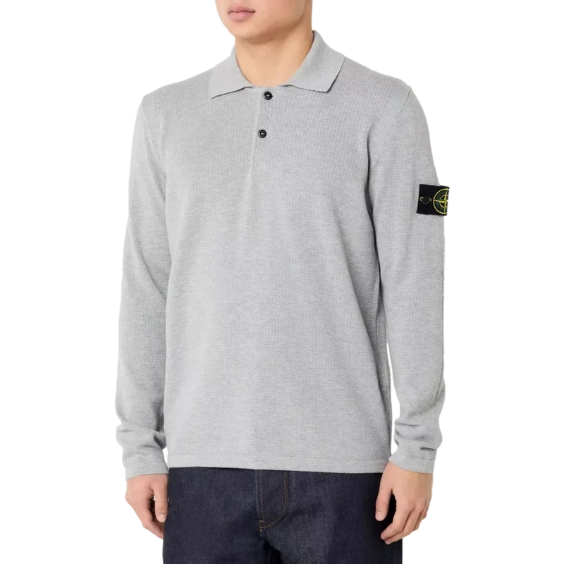 Stone Island Waffle Polo Lichtgrijs - Match Laren