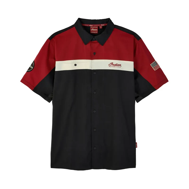 Men's Headdress Colorblock Shop Shirt, Red