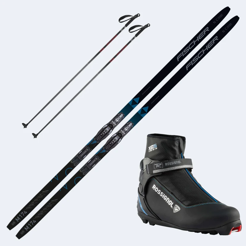 2024 Fischer Twinn Cruiser EF Skis with Rossignol XC 5 Boots and Poles