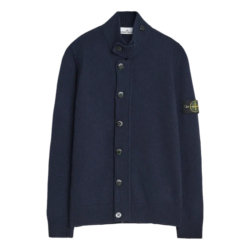 Stone Island Knitted Cardigan Lambswool Donkerblauw - Match Laren