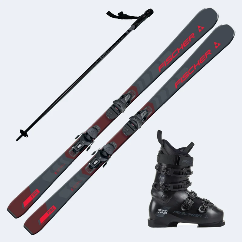 2026 Fischer Rc Fire Slr Skis with Fischer RC 90 Boots and Poles
