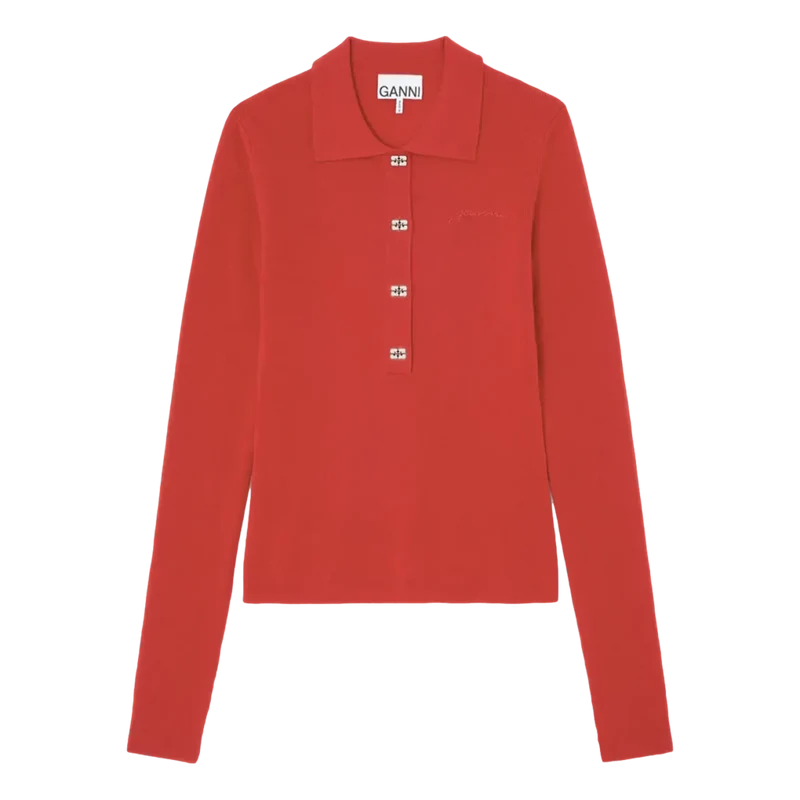 Ganni Polo Shirt Rood - Match Laren