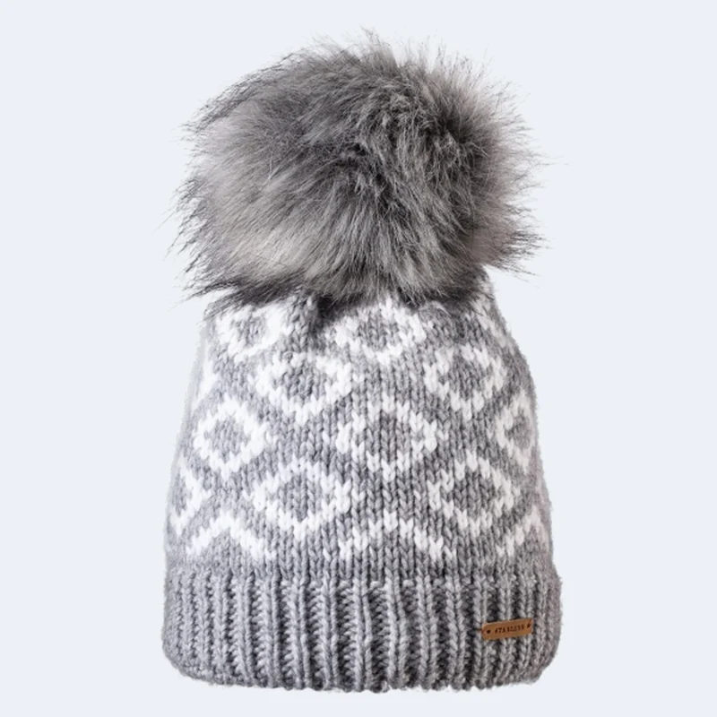 Starling Raven Faux Fur Pom Beanie