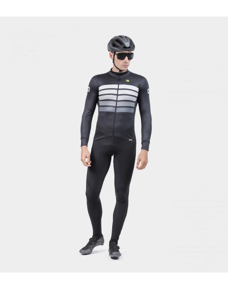 ALE PR-R SOMBRA WOOL THERMO 長袖 單車衫 黑-灰色