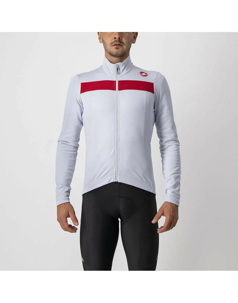 CASTELLI PURO 3 LS JERSEY FZ SILVER GRAY RED REFLEX 單車衫