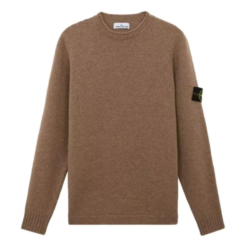 Stone Island Sweater Met Ronde Hals En Geribde Details Walnut Brown - Match Laren