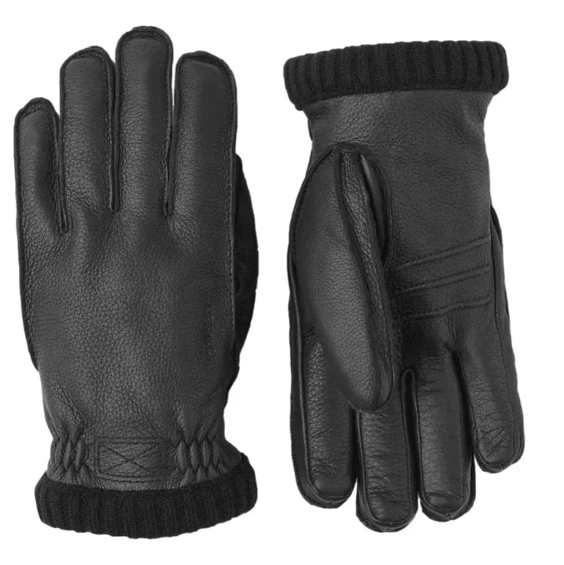 HESTRA Deerskin Primaloft Rib Gloves Black - Match Laren