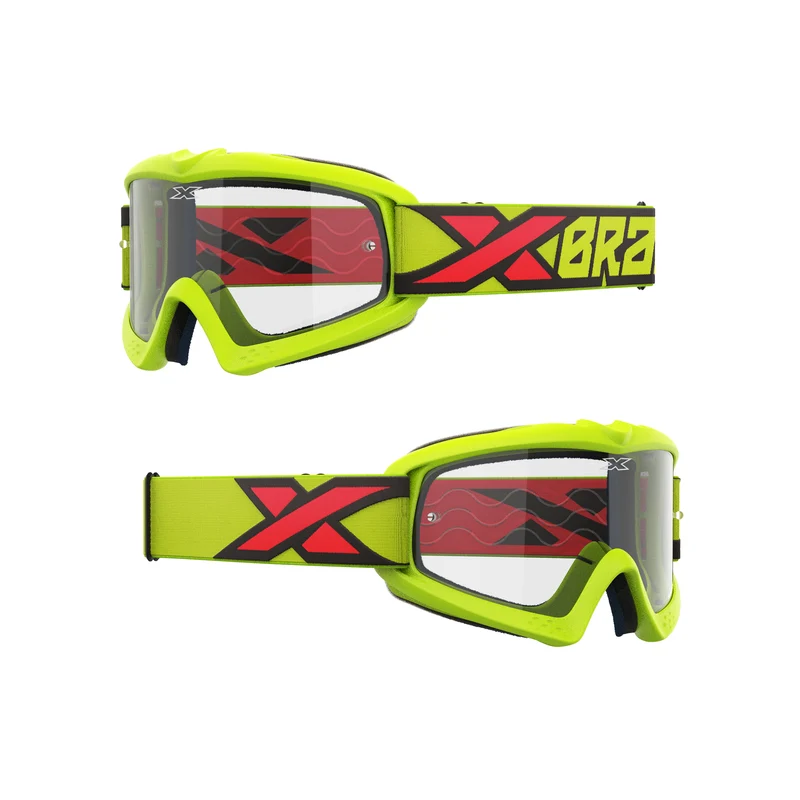 XGROM Clear Youth Goggle Flo Yellow, Black & Fire Red