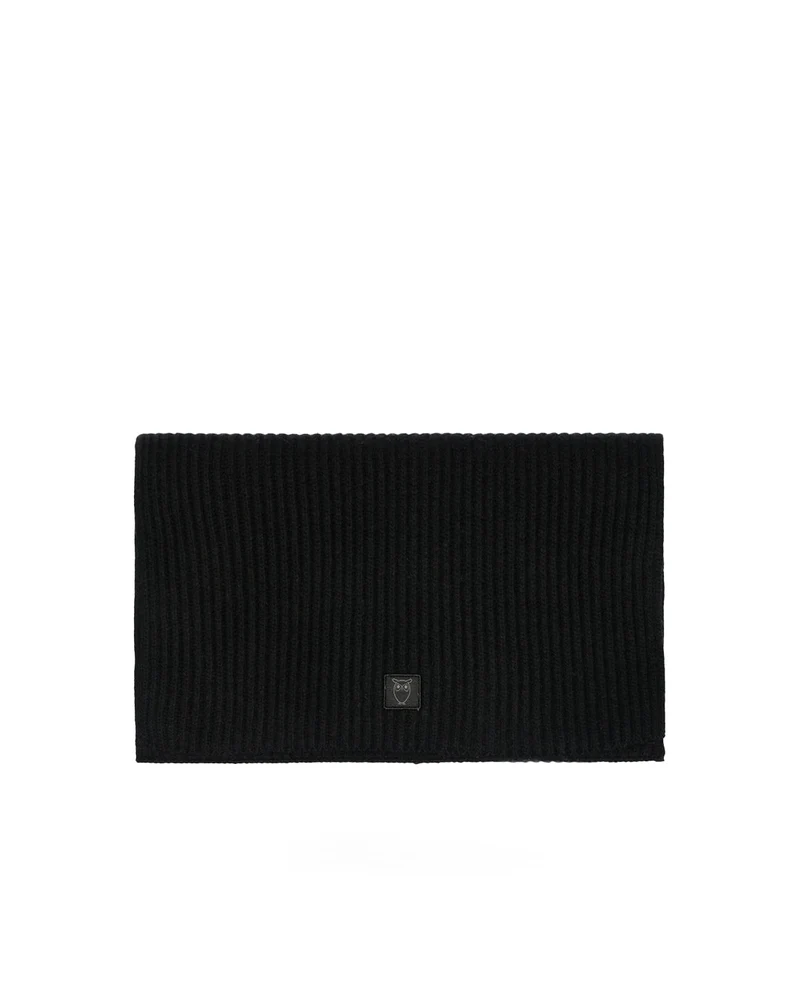 KnowledgeCotton Apparel Fine Merino Wool Scarf Black Jet