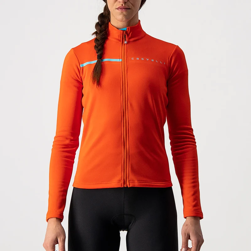 CASTELLI SINERGIA 2 LS JERSEY FZ FIERY RED/SKY BLUE