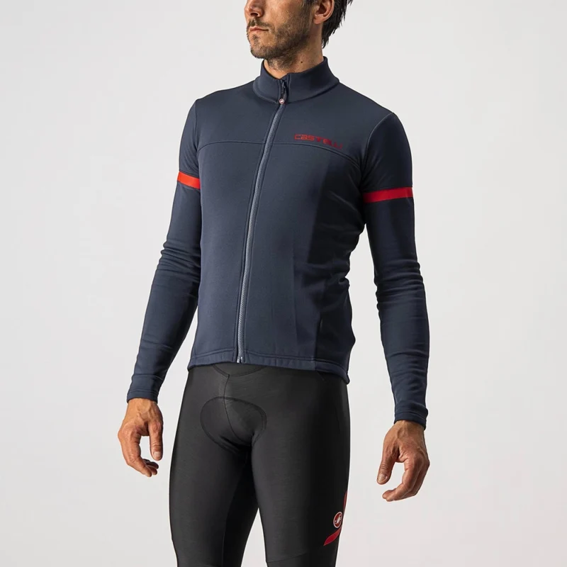 CASTELLI FONDO 2 LS JERSEY FZ SAVILE BLUE/RED REFLEX 單車衫