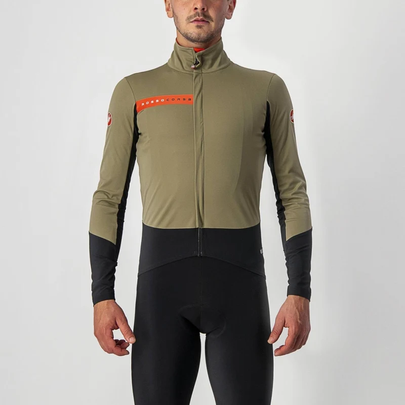 CASTELLI BETA RoS JACKET OLIVE GREEN/BLACK-FIERY RED