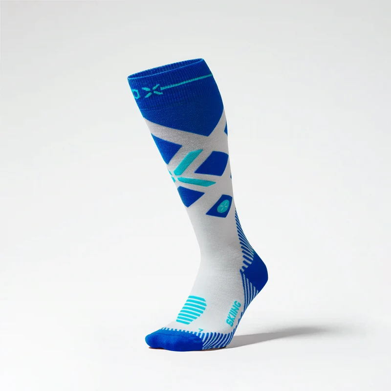 Merino Skiing Socks Men | White / Cobalt