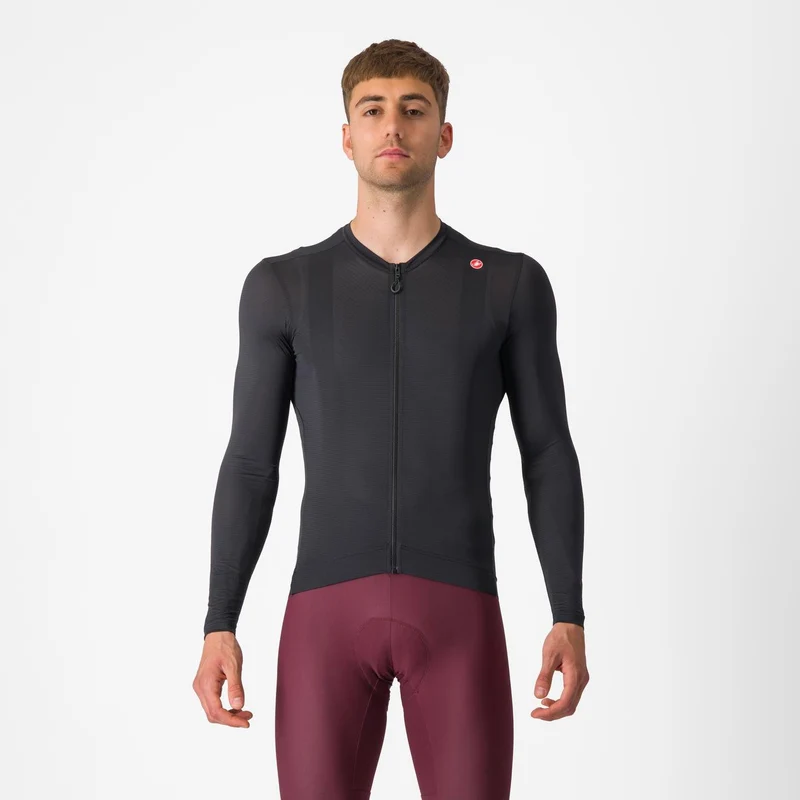 CASTELLI MEN'S ESPRESSO LS JERSEY LIGHT BLACK/DARK GRAY