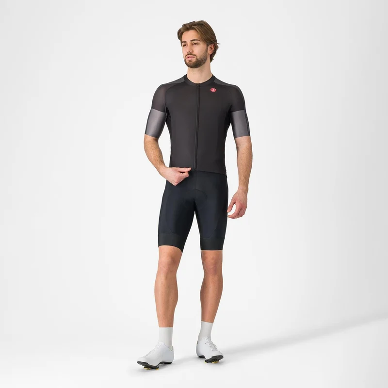 CASTELLI MEN'S ENTRATA 6 JERSEY LIGHT BLACK/DARK GRAY-SMOKY GR