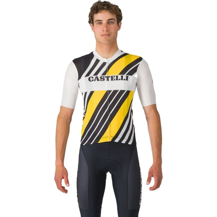 CASTELLI MEN'S HERITAGE JERSEY BLACK/WHITE-YELLOW