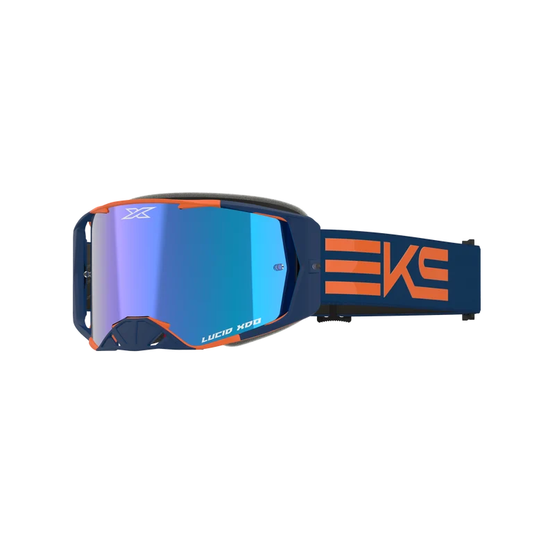 Lucid Goggle EKS Flag Navy Flo Orange - Blue Mirror Lens