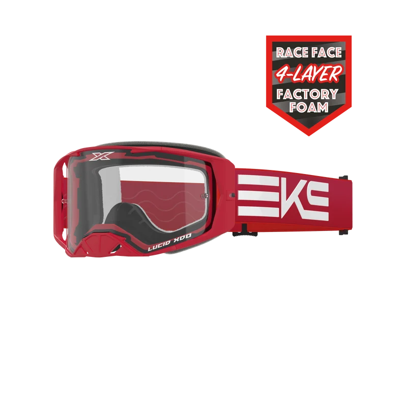 Lucid Race Face Goggle EKS Flag Red - Clear Lens