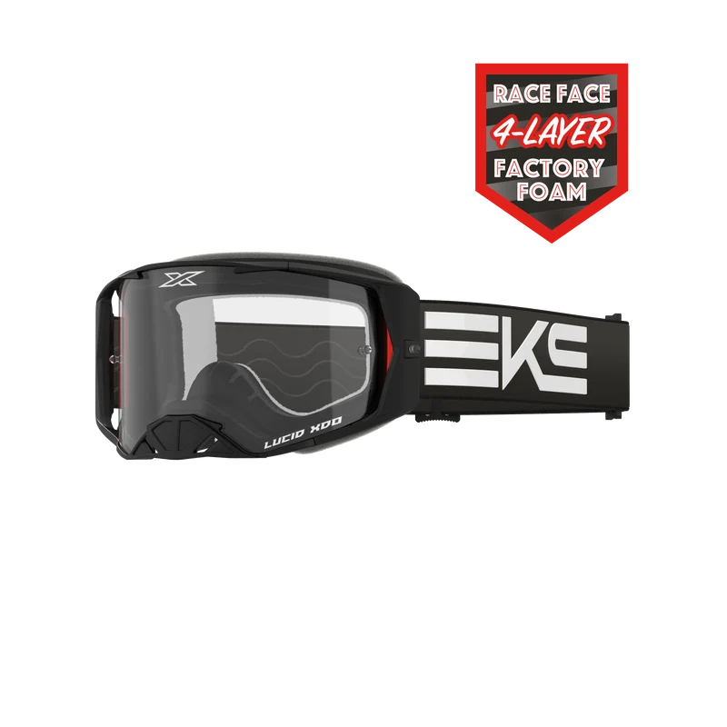 Lucid Race Face Goggle EKS Flag Black White - Clear Lens