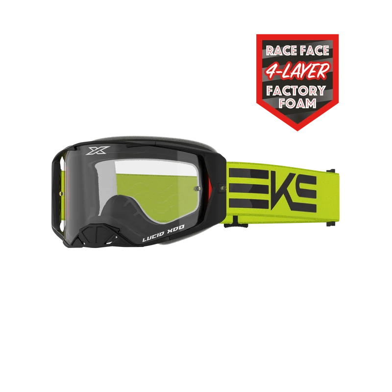 Lucid Race Face Goggle EKS Flag Flo Yellow Black - Clear Lens