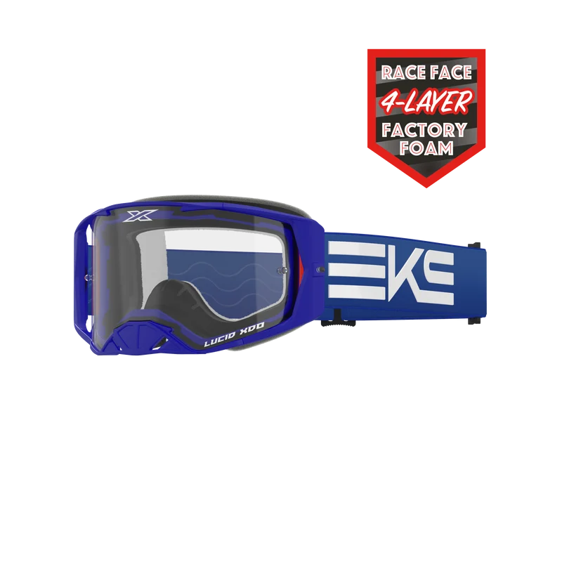 Lucid Race Face Goggle EKS Flag Blue - Clear Lens