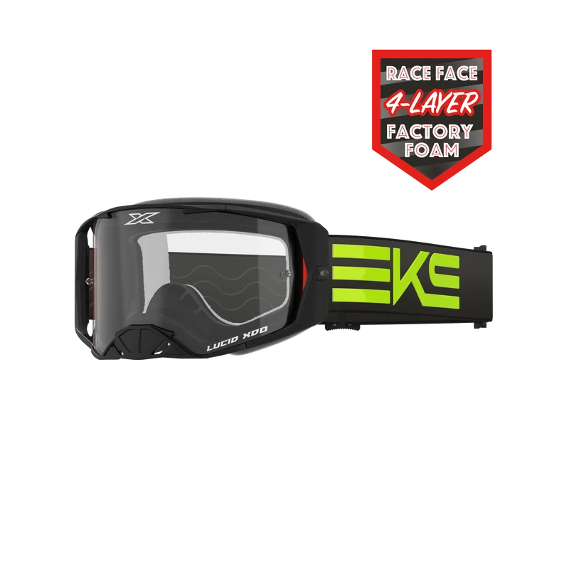 Lucid Race Face Goggle EKS Flag Black Flo Yellow - Clear Lens